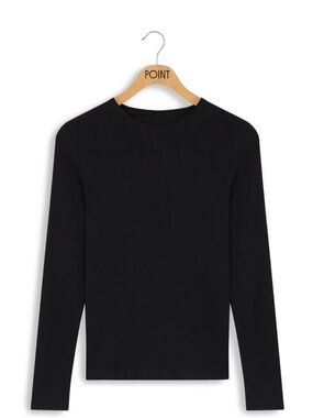 NWT Point Collection Long Sleeve Classic Crew Tee Shirt Women Small Black